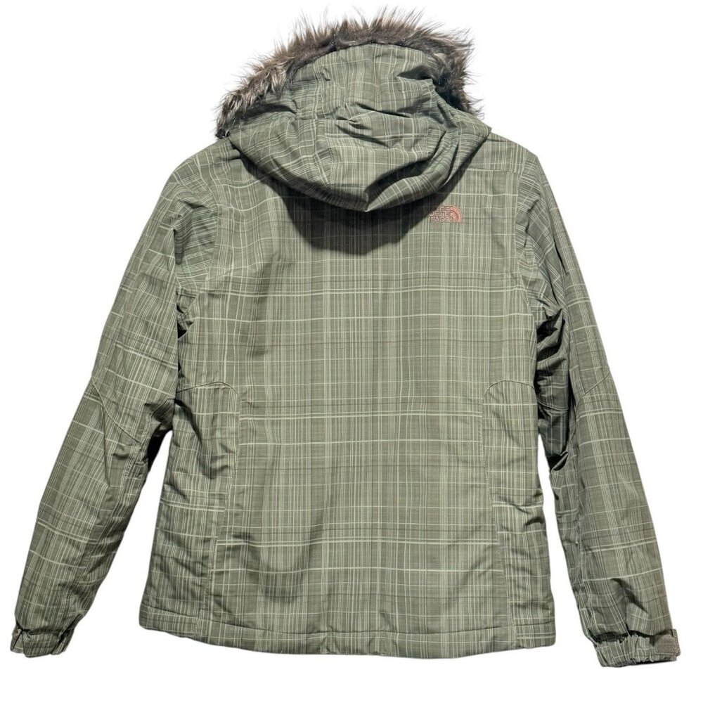 The North Face Y2K Womens Sz S Green Brown Plaid Hooded Ski Jacket - Picture 4 of 10